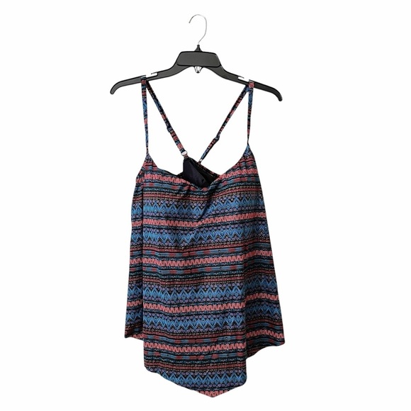 Dreamsuit Swimsuit Top Womens Plus 18W Navy Multicolorl Tankini Flowy Shelf Bra - Picture 2 of 6